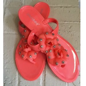 Coral Rosette Rhinestone Sandal