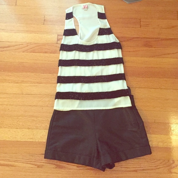 Black and white sequin top