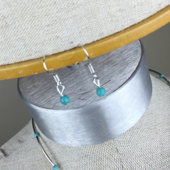 NWT silver and turquoise necklace and earrings set - Picture 2 of 4