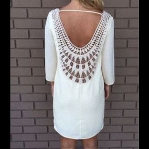 Crochet back dress- cream