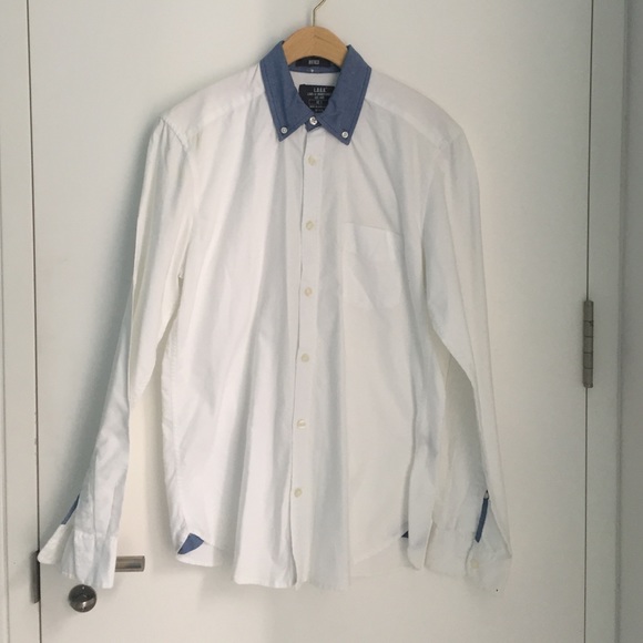 H&M Fitted Oxford With Chambray Contrast Color
