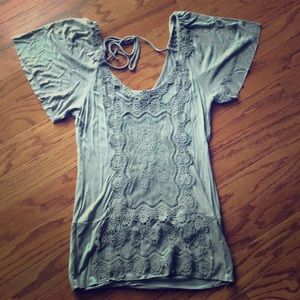 Lace and cotton tee