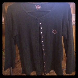 Harley Davidson 3/4 sleeve snap button shirt