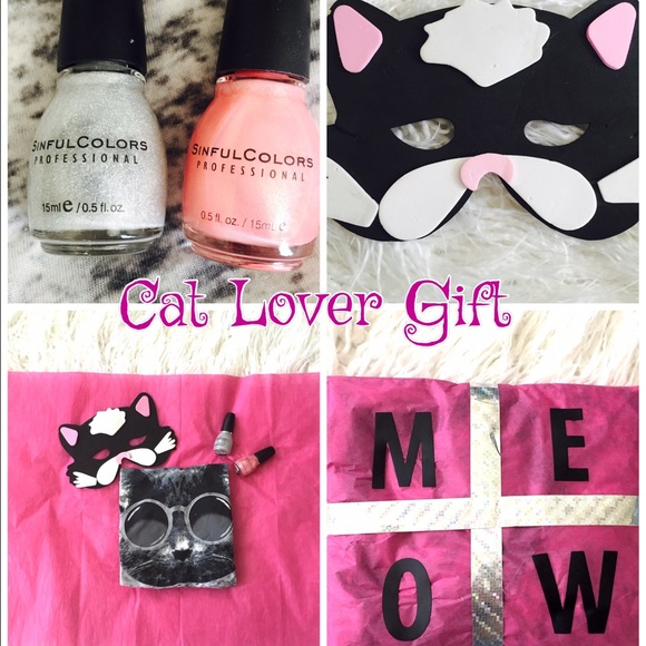 Mighty Fine Cat Tee, 2 Nail Polish, Cat Mask Sz S