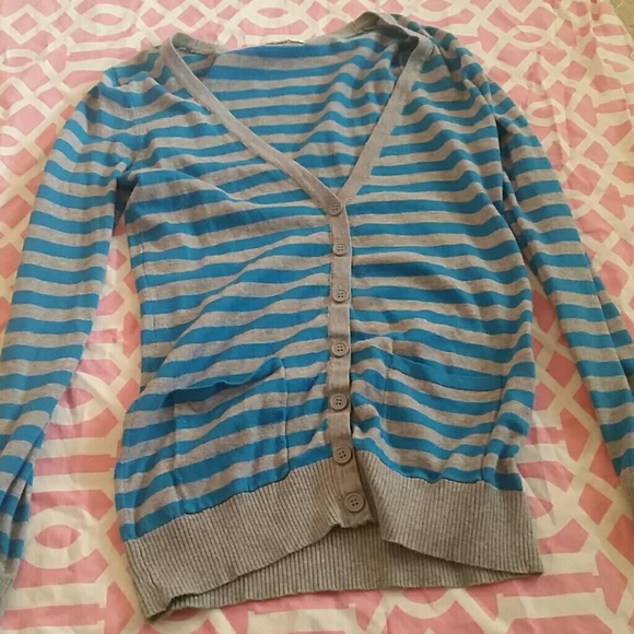 Forever 21 blue grey striped cardigan small