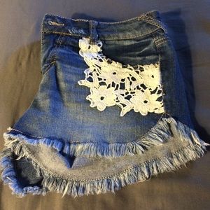 Cutoff jean shorts