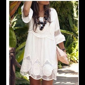 Bohemian 3/4 sleeve lace splicing dress