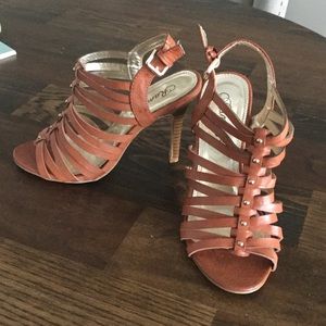Size 6 brown Rampage peep toe heels