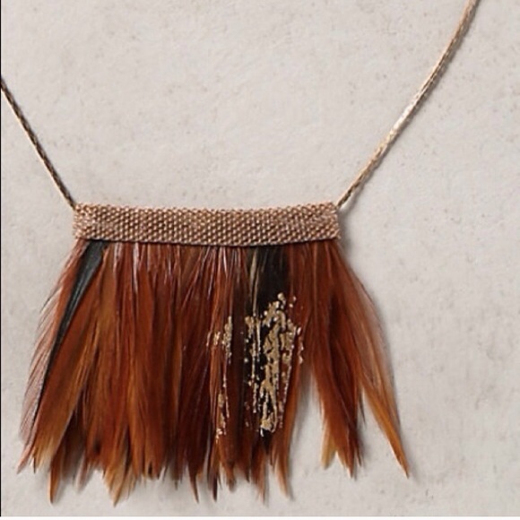 Anthropologie Fanned Feather Necklace