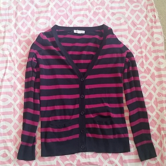 Forever 21 navy pink striped cardigan small