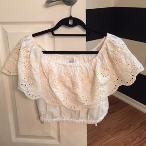 Somedays Lovin Off the shoulder eyelet crop top