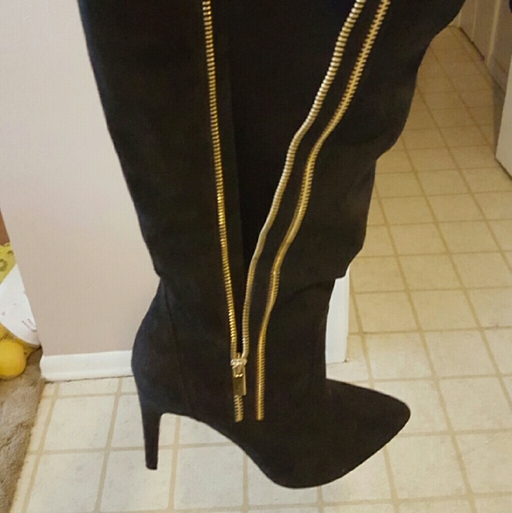 Black suede knee high boots from shoe dazzle