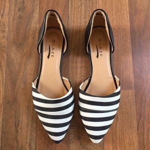 Black and White striped flats