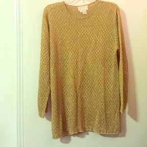 open-knit gold tunic