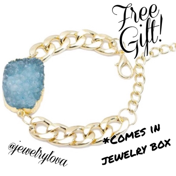 Blue Druzy Natural Stone Bracelet