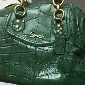 Green Coach croc skin bag