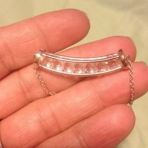 LC gold tone crystal bar necklace