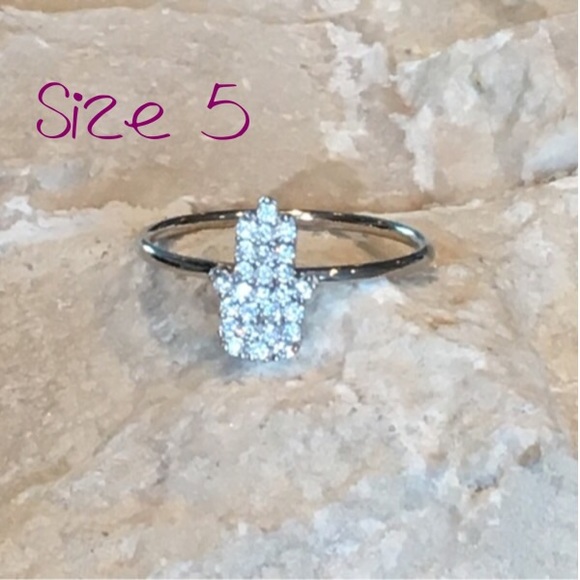 Jewelry - Sterling Silver Hamsa Hand CZ Ring