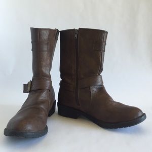 Brown Mid Calf Boots with Buckles