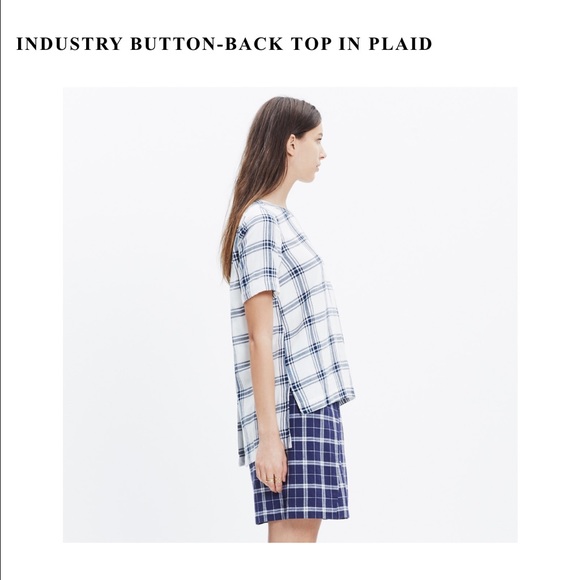 Madewell Industry Button-Back Top in Plaid - Picture 2 of 4