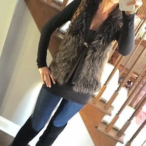 Guess Brown/Black fur vest