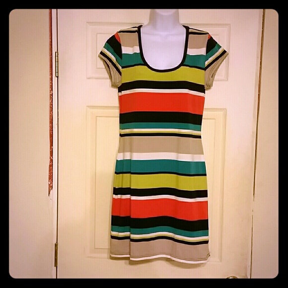 Short sleeve striped tshirt dress