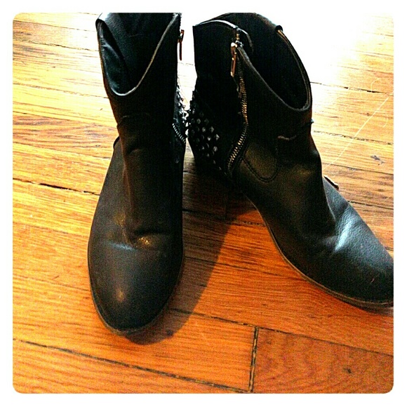 Studded Black Angle Boots