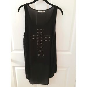 Long legging tank.  Sheer black.