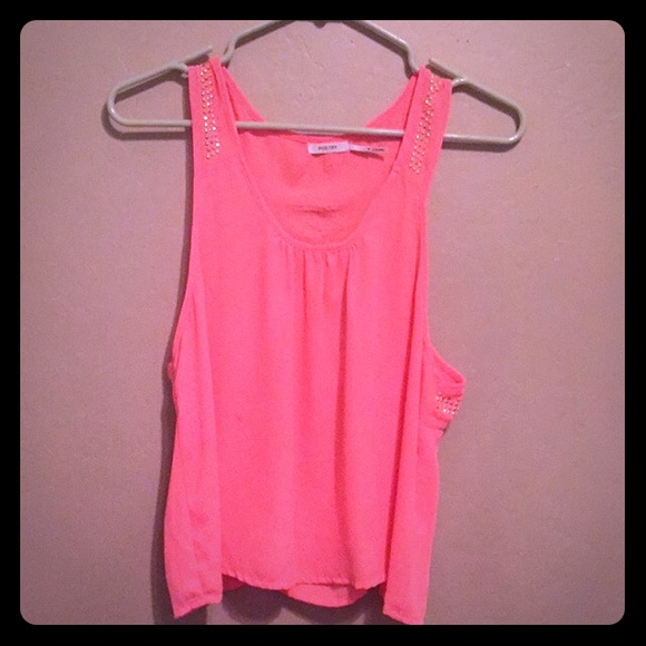 Coral and gold tank top