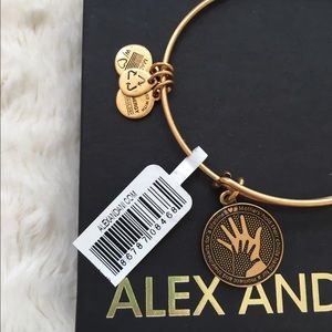 Alex & Ani Hand in Hand / Mom Gold Bangle Bracelet