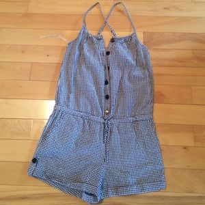 Black and white button up romper