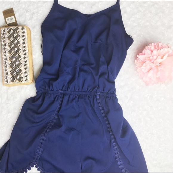 Navy Silk Romper