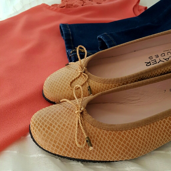 Paul Mayer Attitudes Shoes - ❌SOLD❌PAUL MAYER butterscotch snakeskin flats