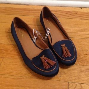 Navy tassel loafers
