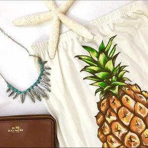 Pineapple print strapless top