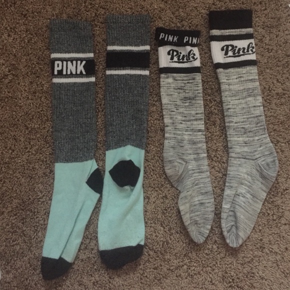VS pink socks, no holes, worn once.