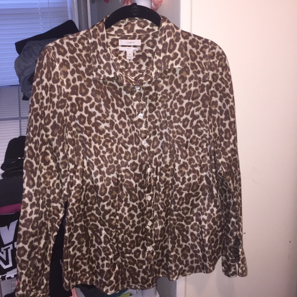 J.Crew perfect fit silk cheetah print blouse