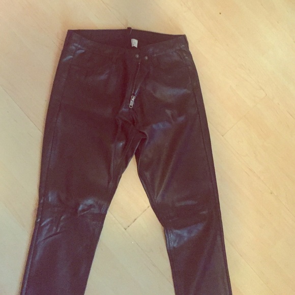 Black Leather Skinny Pants H&M