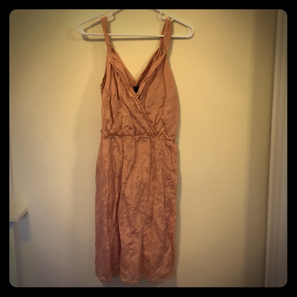 Blush shimmery v-neck dress.
