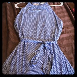 Blue and white long dress