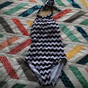 *HOLDING*  Black/White Chevron One piece swimsuit
