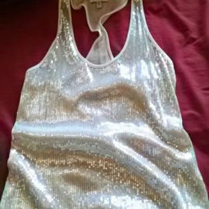 Bebe sequined tank white. NWOT
