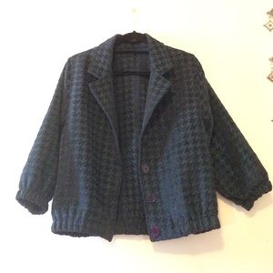 Houndstooth spring blazer emerald and indigo