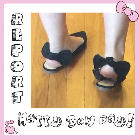 🎀Report Black Suede Slingback Bow Flats🎀