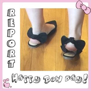 🎀Report Black Suede Slingback Bow Flats🎀