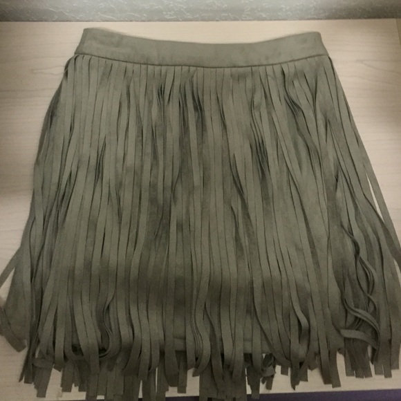 Suede Fringe Skirt