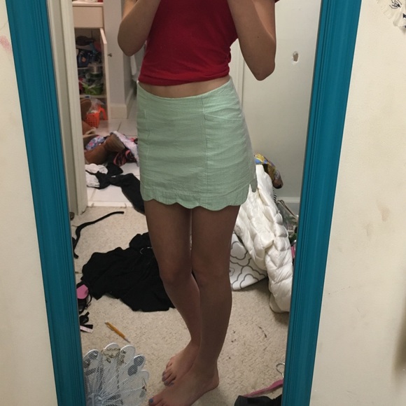 Lilly Pulitzer green and white striped skirt