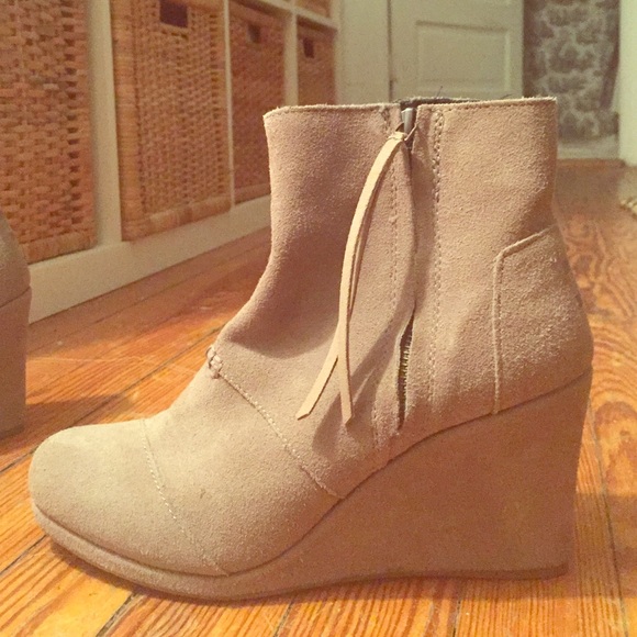TOMS Shoes - Toms Desert Wedge booties- sand color