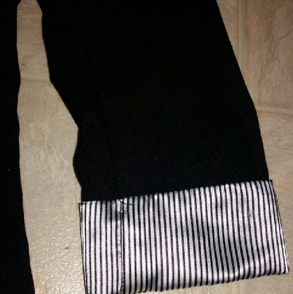 XS Black Blazer with Black and White Striped Cuffs - Picture 4 of 4