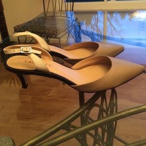 Kitten heel sling back pumps